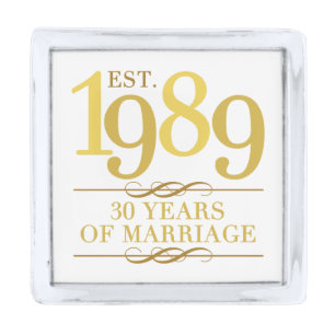 Est. 1989 30th Wedding Anniversary Silver Finish Lapel Pin