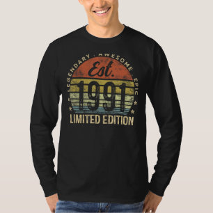 Est 1991 Limited Edition 34th Birthday Vintage 34 T-Shirt