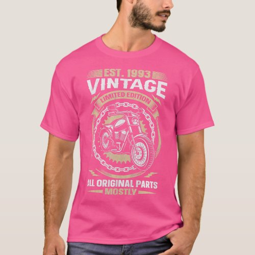 Est 1993 Vintage All Original Parts Motorcycle 30t T_Shirt