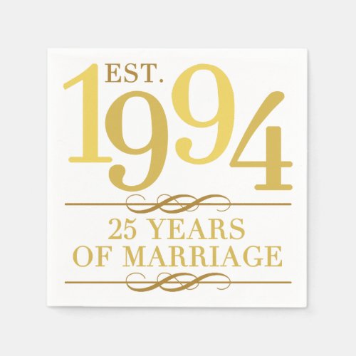 Est 1994 25th Wedding Anniversary Napkins