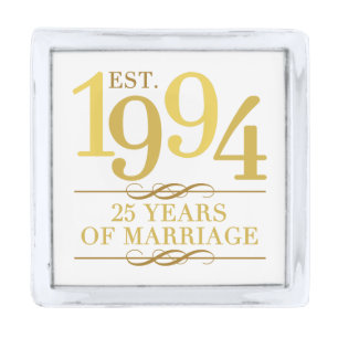 Est. 1994 25th Wedding Anniversary Silver Finish Lapel Pin