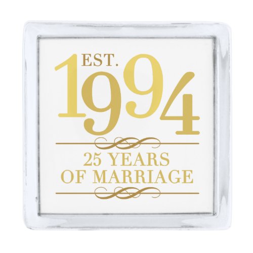 Est 1994 25th Wedding Anniversary Silver Finish Lapel Pin