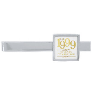 Est. 1999 20th Wedding Anniversary Silver Finish Tie Bar