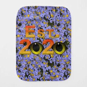 “Est. 2020” Blue Daisy Design Baby Burp Cloth