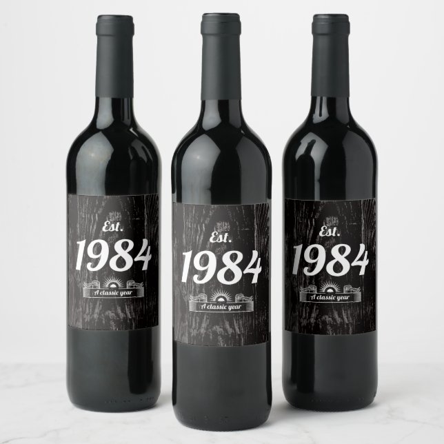 Est. in 1984 A Classic Year Wine Label (Bottles)
