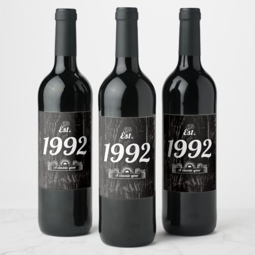 Est in 1992 A Classic Year Wine Label