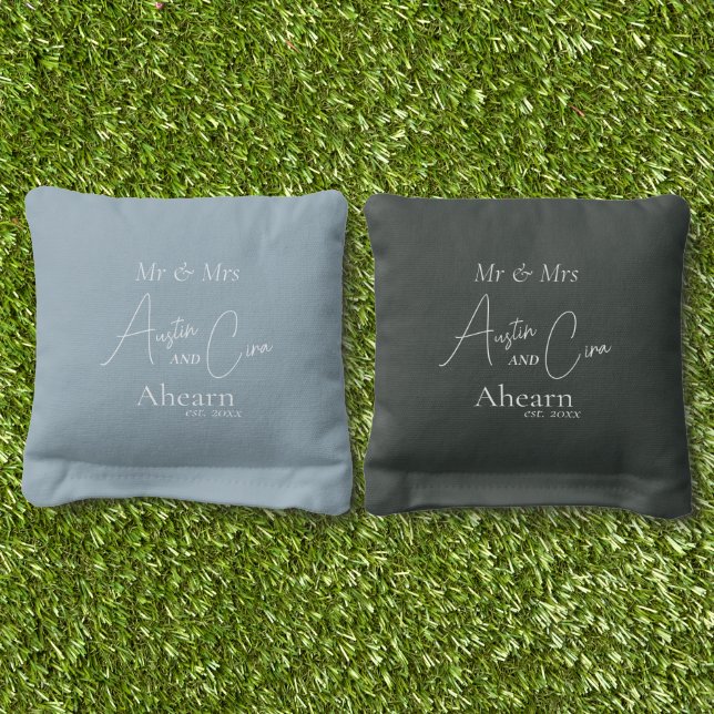 Est. Newlyweds Cornhole Bags (Grass)