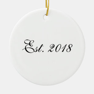 Est. Year Personalized Couple Design Ceramic Ornament