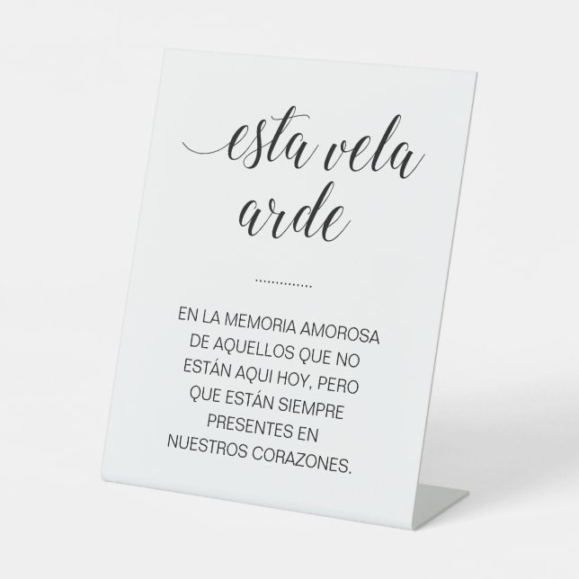 Esta Vela Arde Wedding Memorial Sign in Spanish (Front)