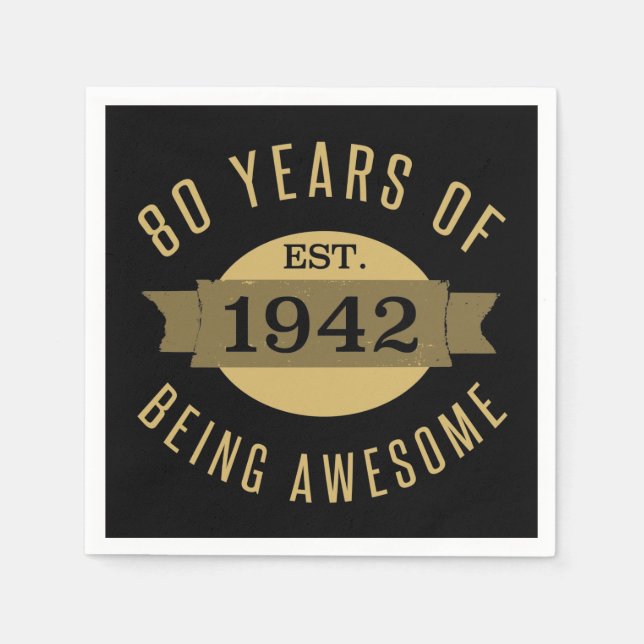 Established 1942 80th Birthday Napkins (Front)