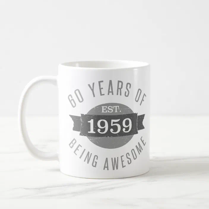 SPECIAL 60th BIRTHDAY MUG PERSONALISED WITH YOUR NAME & INFORMATION ABOUT 1959 