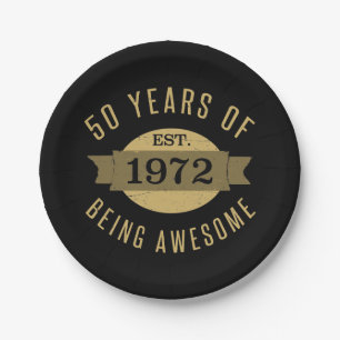 Established 1972 50th Birthday Paper Plates