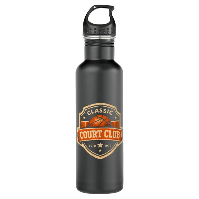 Established 1972 Classic Court Club Athletic Stainless Steel Water Bottle (Front)