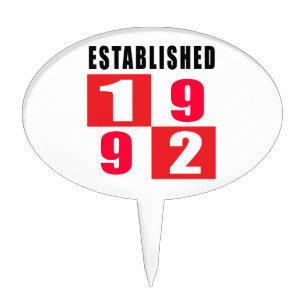 Established 1992 Birthday Designs Cake Topper