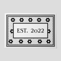 Established 2022 Black White Tile Design Custom Doormat