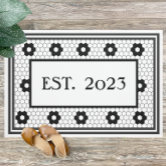 Classic Black and White Vintage Tile Design Doormat