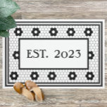 Established 2023 Black White Tile Design Custom Doormat at Zazzle