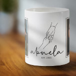 Established Abuela 2 Photo Coffee Mug<br><div class="desc">Cute family grandma coffee mug featuring a line drawing of a child holding their grandmothers hand,  2 photos for you to replace with your own,  the title 'ABUELA' in a modern script font,  and the year she became a grammy.</div>