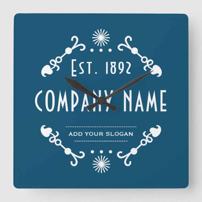 Established Business Name, Decorative Square Wall Clock (Front)