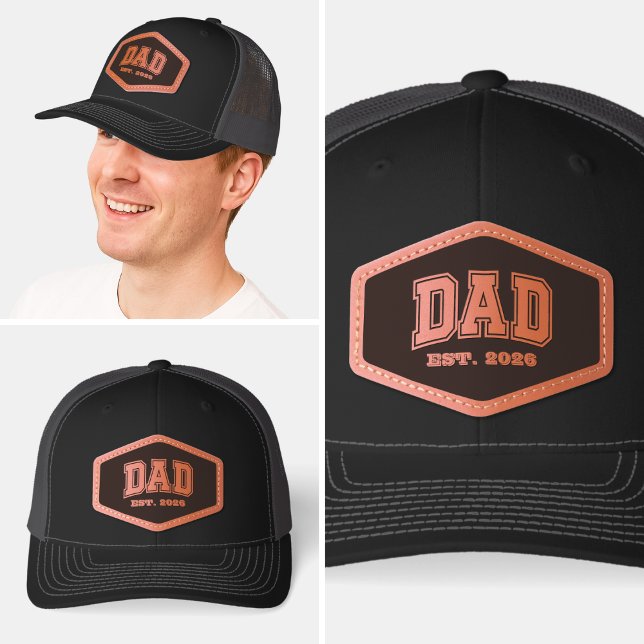 Established Dad New Father Est Year Graphic Leather Patch Hat (Established Dad New Father Est Year Graphic Leather Patch Hat)