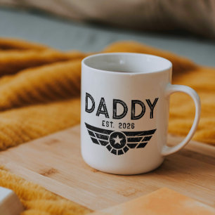 Established Daddy New Father Est Year Aviation Two-Tone Coffee Mug