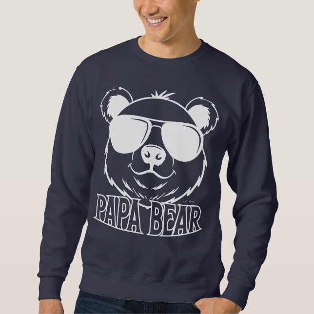 established PaPa Bear Navy Blue White Modern Sweatshirt (Front)