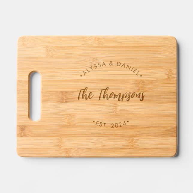 Established Year anniversary couple Personalized  Engraved Cutting Board (Front)