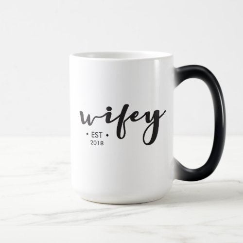 Established year Personalized Wifey script modern Magic Mug