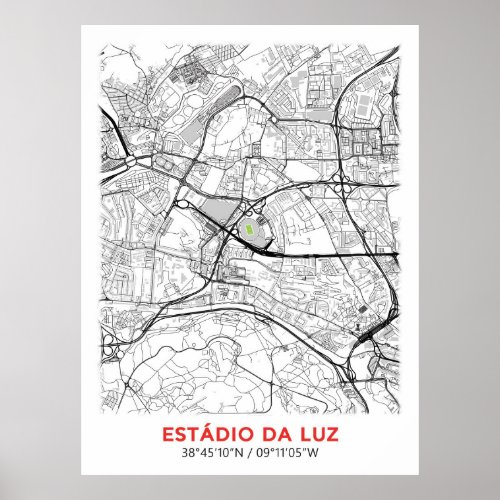 Estadio Da Luz Map Design Poster