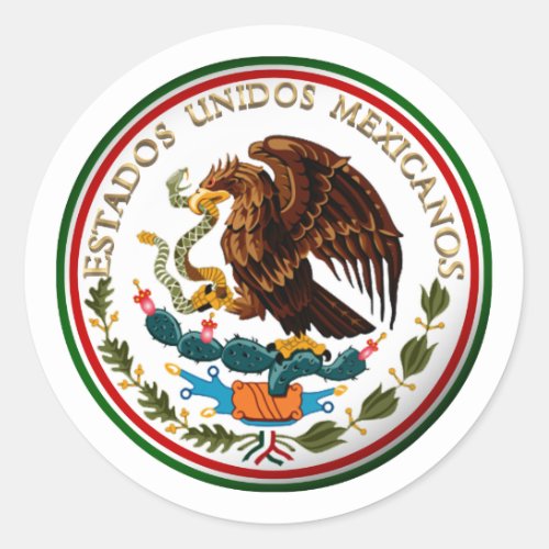 Estados Unidos Mexicanos Eagle from Mexican Flag Classic Round Sticker