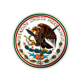 Estados Unidos Mexicanos (Eagle from Mexican Flag) Round Clock