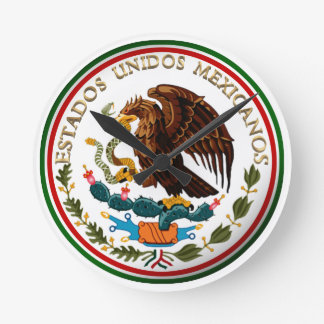 Estados Unidos Mexicanos (Eagle from Mexican Flag) Round Clock