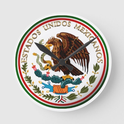 Estados Unidos Mexicanos Eagle from Mexican Flag Round Clock