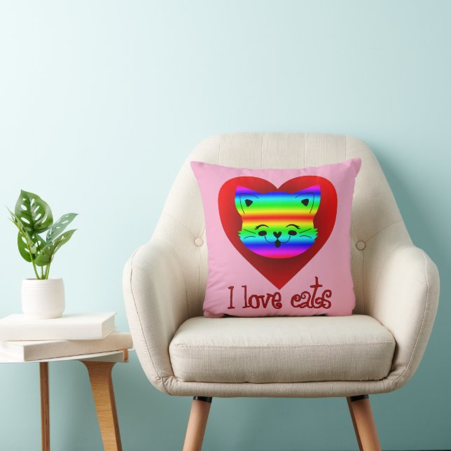 Estampa Animal - I Love Cats - Almofada Throw Pillow (Chair)