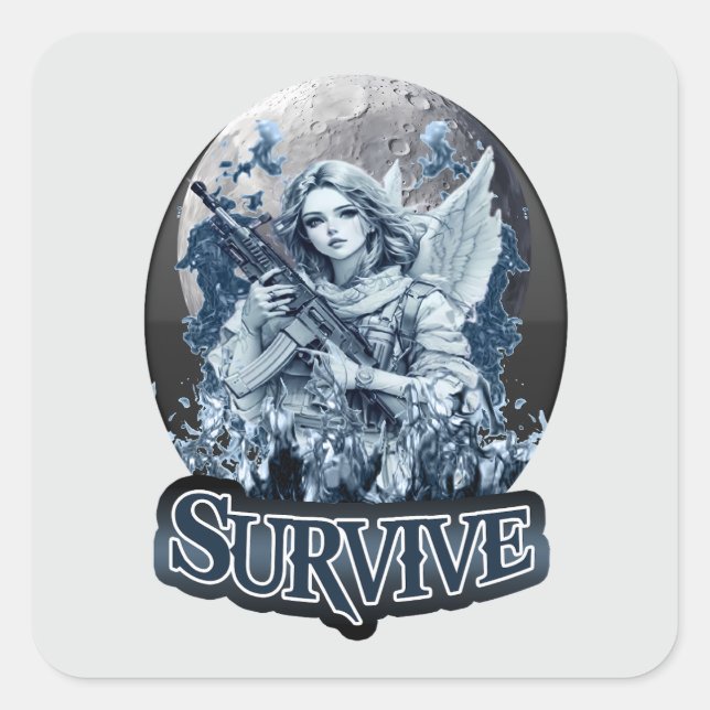 Estampa Anjo – Cyberpunk Guardian Angel - Adesivo Square Sticker (Front)