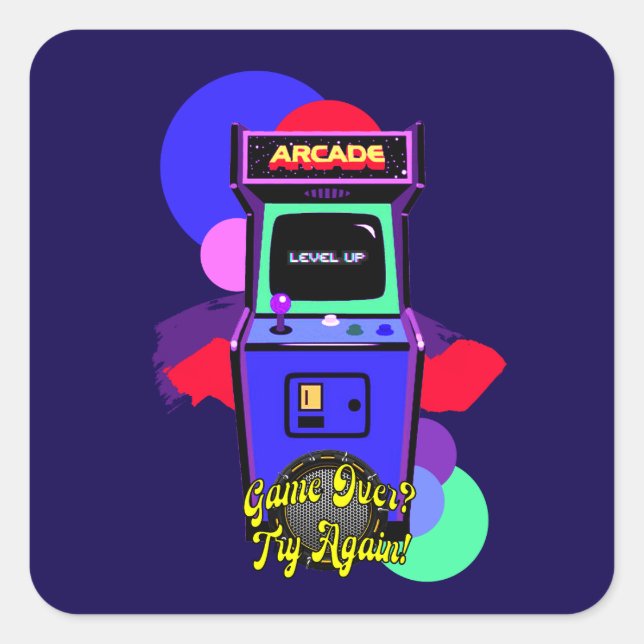Estampa Game - Retro Arcade Game - Adesivo Square Sticker (Front)