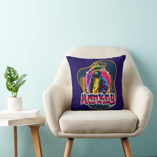 Estampa Graffiti Art Monkey Rap Hip Hop - Almofada Throw Pillow (Chair)