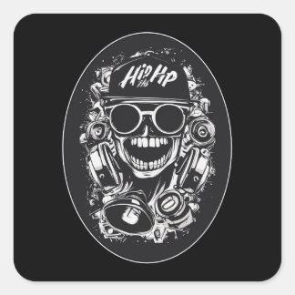 Estampa Hip Hop - Hip Hop Skull Vibes - Adesivo Square Sticker