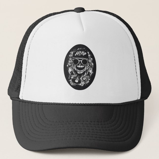 Estampa Hip Hop - Hip Hop Skull Vibes - Bone Trucker Hat (Front)