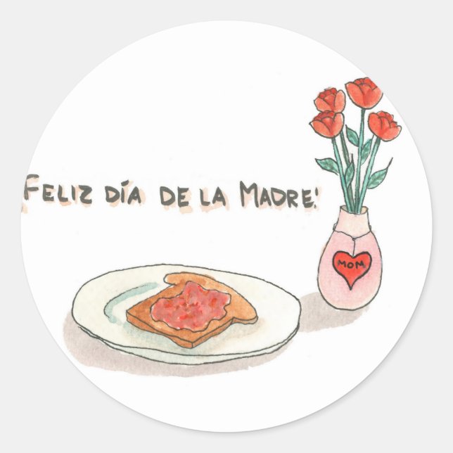Estampillas del Día de la Madre Classic Round Sticker (Front)