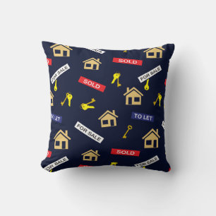 Estate Agent Funny Patterned Throw Pillow