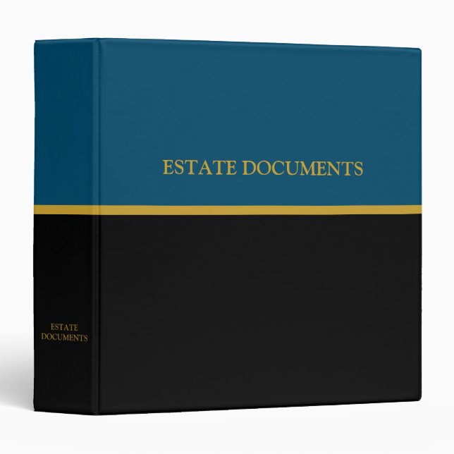 Estate Documents - Blue  | Black | Gold 3 Ring Binder (Front/Spine)