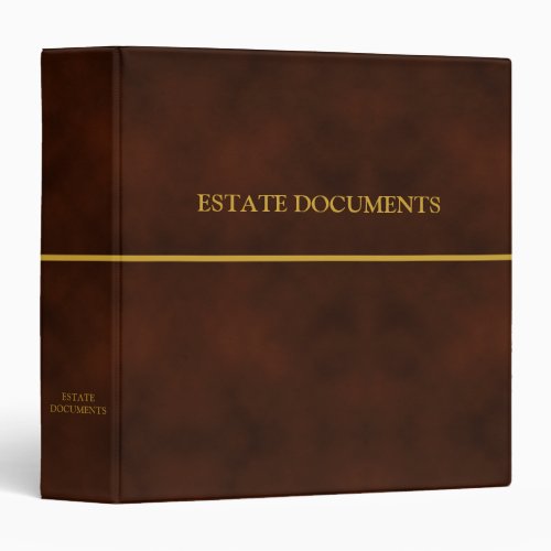 Estate Documents _ Brown Leather Look  Gold  3 Ri 3 Ring Binder