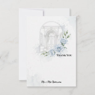 Estate Elegance Powder Blue Architectural Venue Thank You Card