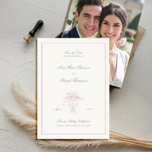 Estate Floral Elegant Lavender Frame Photo Wedding Save The Date