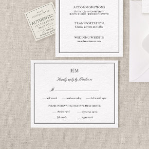 Estate Monogram Elegant Wedding Meal Choices Letterpress RSVP Cards