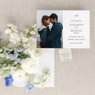 Estate Monogram Photo Wedding Save the Date Letterpress Photo Cards