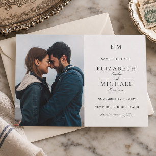 Estate Monogram   Photo Wedding Save the Date Letterpress Photo Cards
