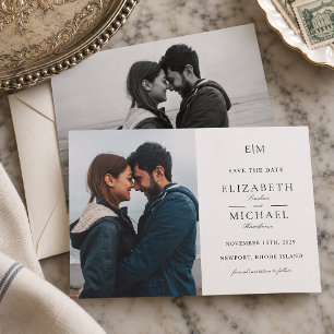 Estate Monogram   Two Photo Wedding Save the Date Letterpress Photo Cards