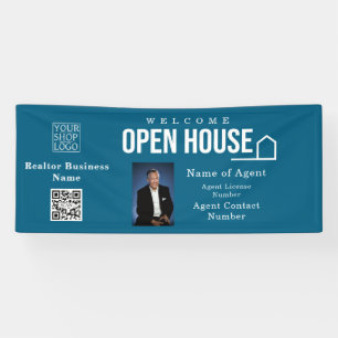 Estate Open House Logo Photo Blue Banner